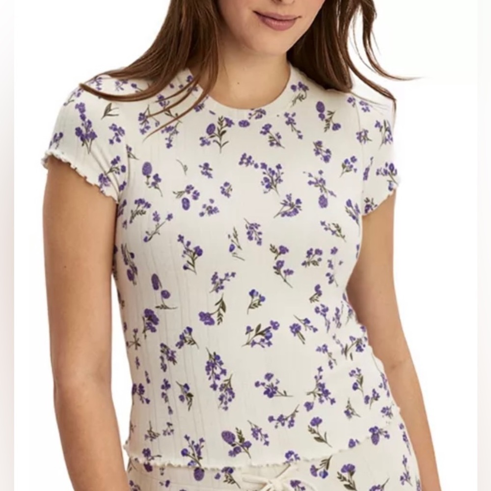 Knix Pointelle Meadows T-Shirt Sleep Top